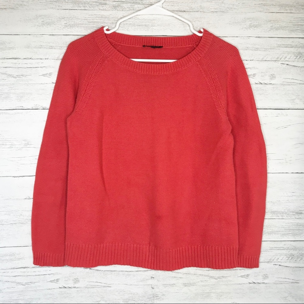 Lafayette 148 Red Orange Salmon Pink Knit Sweater